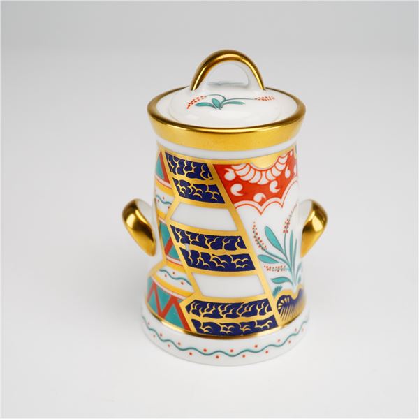 Royal Crown Derby Porcelain Figurine, Milk Churn with Lid