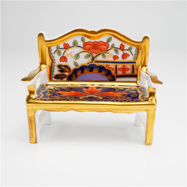 Royal Crown Derby Bone China Imari Paperweight, Garden Bench
