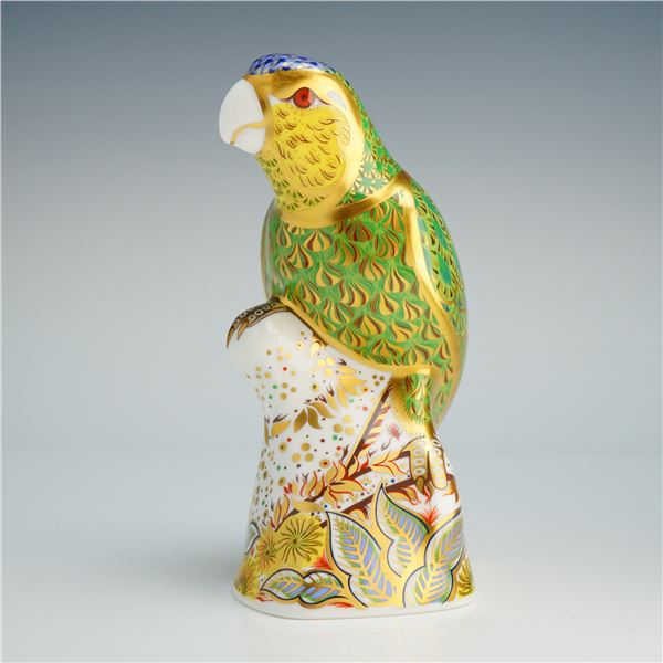 Royal Crown Derby Paperweight, Amazon Green Parrot