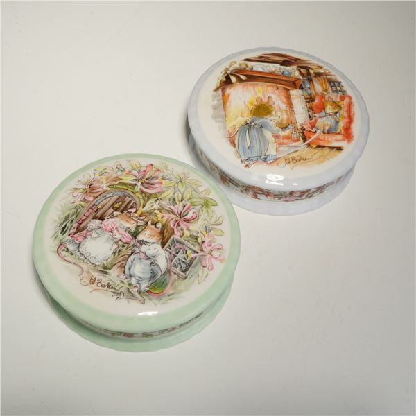2pc Royal Doulton Brambly Hedge Summer and Winter Jewelry Boxes