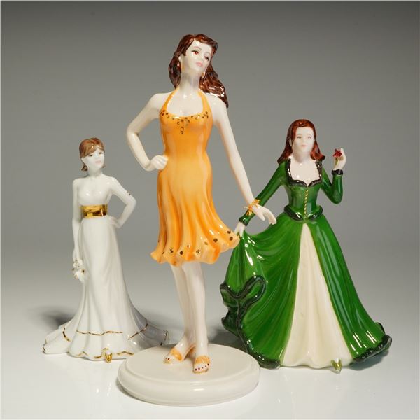 3pc Coalport Figurines, November Topaz, Happy Christmas, and Tiffany