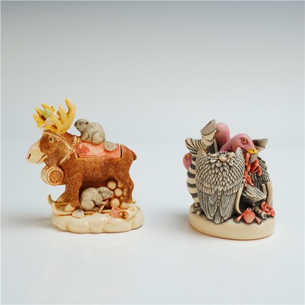 2pc Harmony Kingdom Box Figurines, Bum Wrap & Beer Nuts