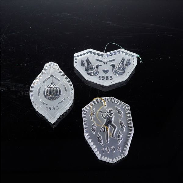 3pc Waterford Crystal Annual Christmas Ornaments, 1983, 1985 & 1994