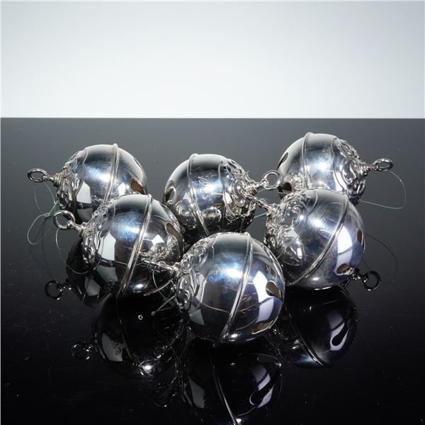 6pc Reed & Barton Sleigh Bell Christmas Ornaments