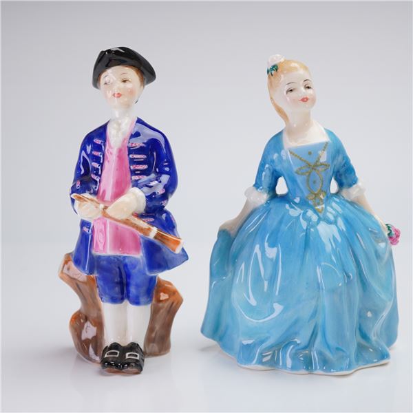 2pc Royal Doulton Figurines, Boy HN2183 and Child HN2154 from Williamsburg