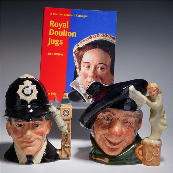 3pc Royal Doulton Large Character Jugs with Reference Book