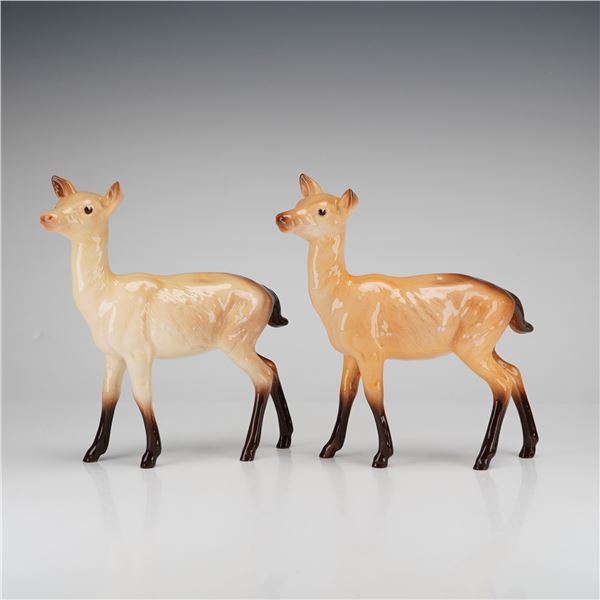 2pc Beswick Doe Female Deer Figurines, Model 999A