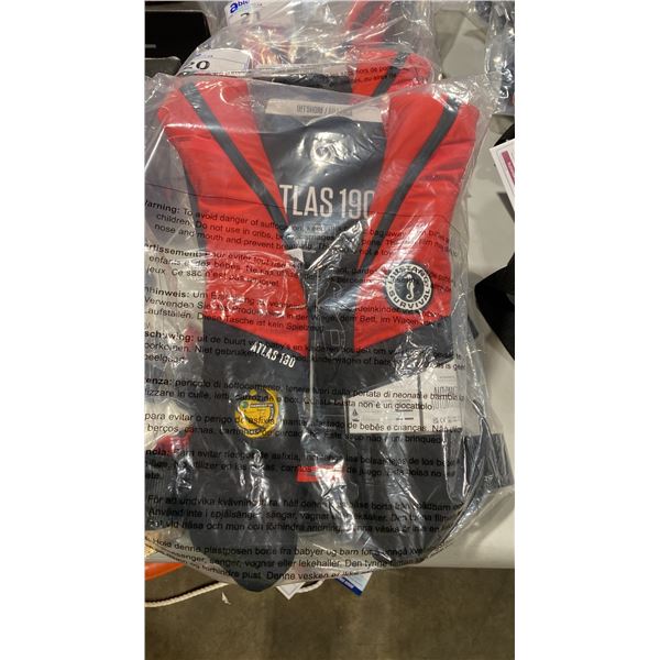 MUSTANG SURVIVAL ATLAS190 DLX HYDROSTATIC INFLATABLE LIFE JACKET, RED/BLACK, UNIVERSAL ADULT