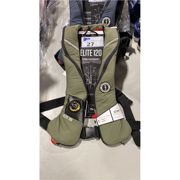 MUSTANG SURVIVAL ELITE 120 INFLATABLE PFD, ARMY GREEN, UNIVERSAL ADULT