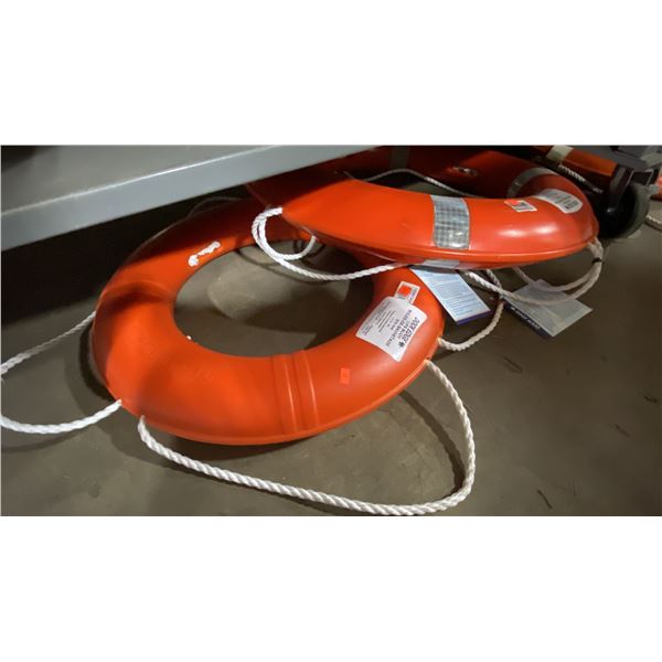 2 DOCK EDGE ORANGE LIFE BUOYS, 762MM & 610MM