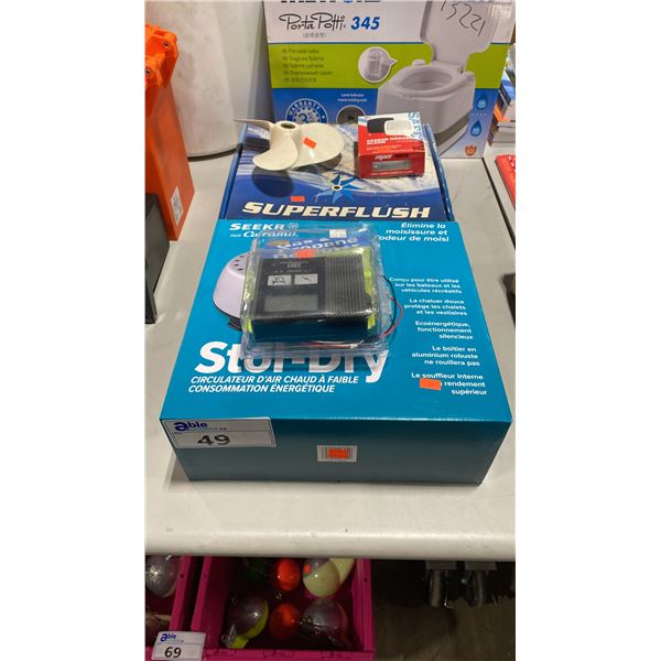 CAFRAMO SEEKR STOR-DRY, 2 CO2 ALARMS, SMALL PROPELLER, GAS/PROPANE DETECTOR & SUPERFLUSH SF400C