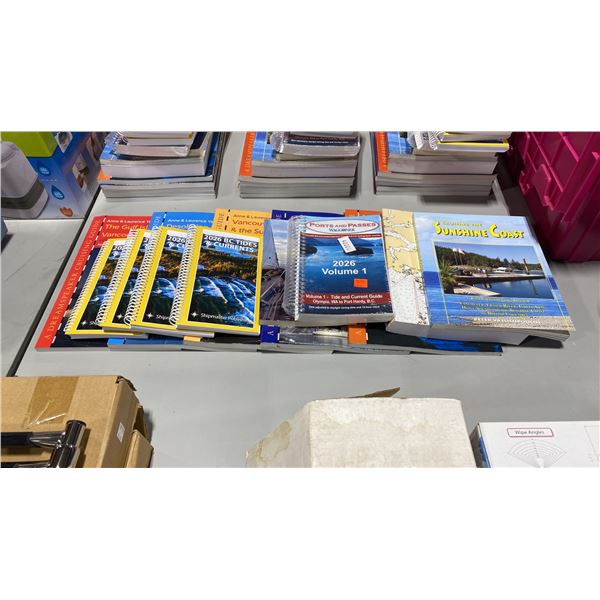 13 ASSORTED MARINE PORT PASS GUIDES, CURRENT GUIDES, CRUISING GUIDES, MAP BOOK & LITERATURE