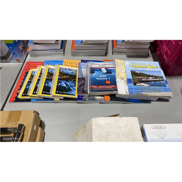 13 ASSORTED MARINE PORT PASS GUIDES, CURRENT GUIDES, CRUISING GUIDES, MAP BOOK & LITERATURE