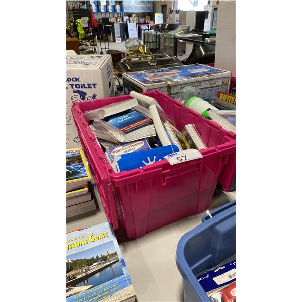BIN OF ASSORTED MARINE PORT PASS GUIDES, CURRENT GUIDES, CRUISING GUIDES, & LITERATURE