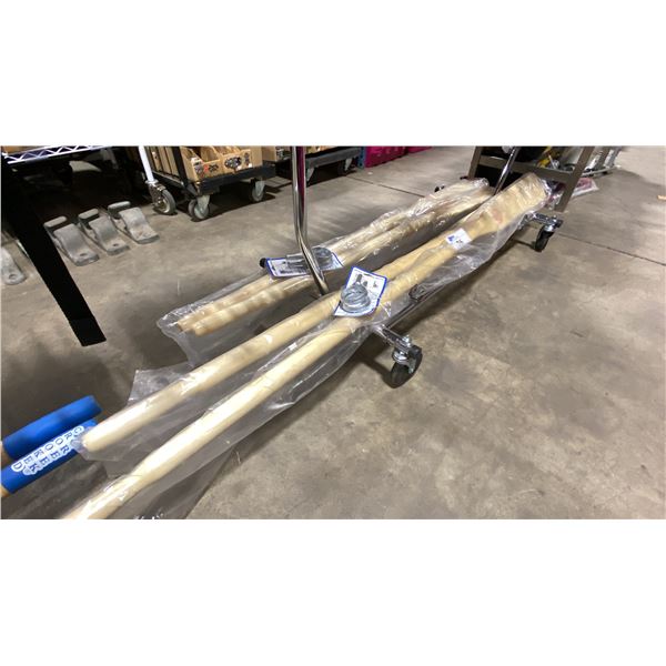 4 QUESSY ASSORTED SIZE BOAT OARS, & 2 SETS OF SEA-DOG GALVANIZED MARINE