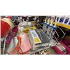 Image 3 : GREY METAL DISPLAY RACK WITH ASSORTED POLY BRUSHES, POLYFORM FENDER BAGS, BUOY ROPE, BUMPER, &