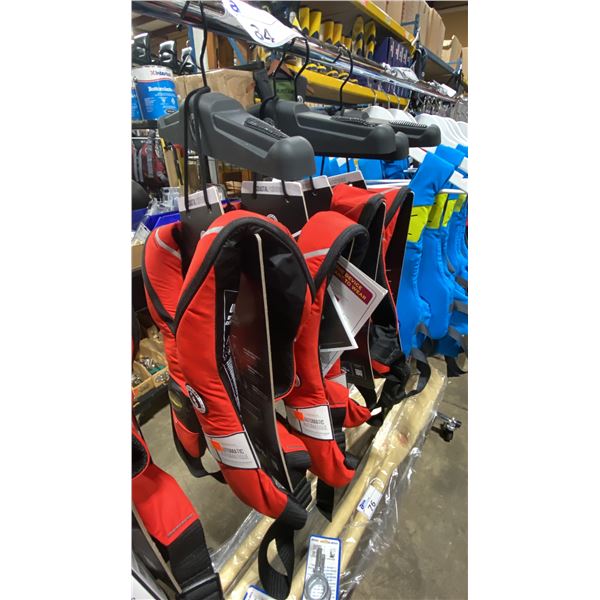 4 MUSTANG SURVIVAL ELITE 120 HYDROSTATIC INFLATABLE LIFE JACKET, RED/BLACK, UNIVERSAL ADULT