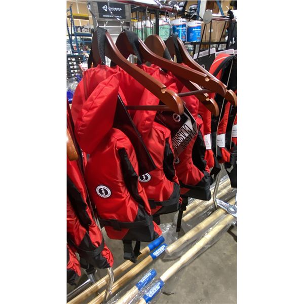 4 MUSTANG CLASSIC CHILDRENS SIZE FOAM RED MARINE FLOATATION SURVIVAL VESTS