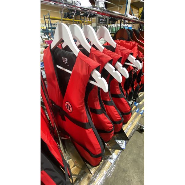 4 MUSTANG MV3005 UNIVERSAL SIZE FOAM RED MARINE FLOATATION SURVIVAL VESTS