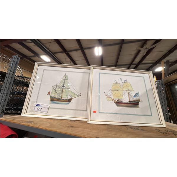 2 SMALL FRAMED NAUTICAL ARTWORK, ASSORTED COLOR GIL HATS, SOCKS, BELTS & MARINE CLOTHING