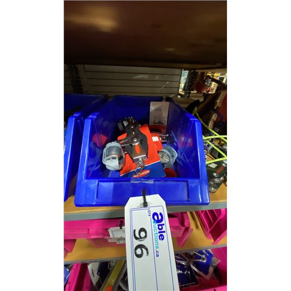 BLUE PARTS BIN OF ASSORTED RETAIL MARINE RONSTAN MULTI PULLIES *BIN INCLUDED*