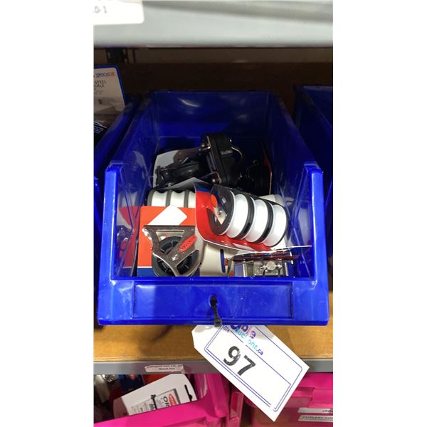 BLUE PARTS BIN OF ASSORTED RETAIL MARINE RONSTAN MULTI PULLIES *BIN INCLUDED*