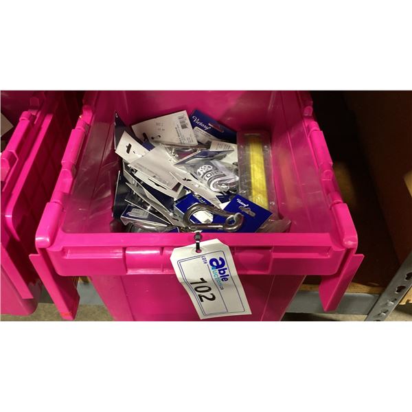PINK BIN OF ASSORTED RETAIL MARINE VICTORY STAINLESS STEEL SHACKLES *BIN NOT INCLUDED*