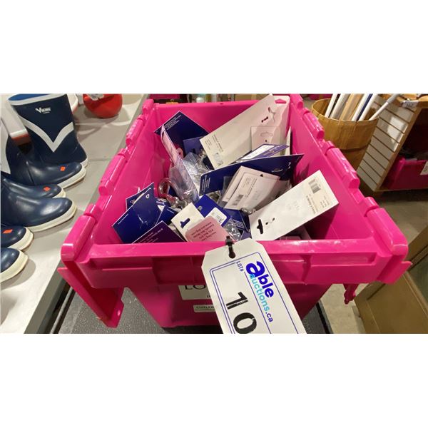 PINK BIN OF ASSORTED RETAIL MARINE VICTORY STAINLESS STEEL SHACKLES *BIN NOT INCLUDED*
