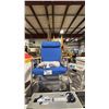 Image 1 : BLUE FOLDING DECK CHAIR, METAL FOLDING SIDE TABLE, WHITE MARINE COVER, GAS DECK FILL ATTACHMENT, &