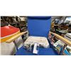 Image 3 : BLUE FOLDING DECK CHAIR, METAL FOLDING SIDE TABLE, WHITE MARINE COVER, GAS DECK FILL ATTACHMENT, &