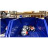 Image 3 : 5 BLUE STACKABLE PARTS BINS WITH ASSORTED MARINE ANODES & HARDWARE