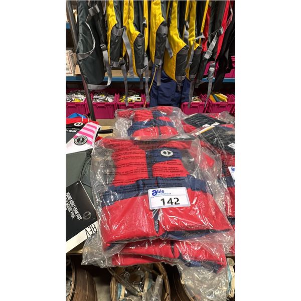 3 CHILD & 2 INFANT RED/BLUE MUSTANG SURVIVAL LIFE JACKETS