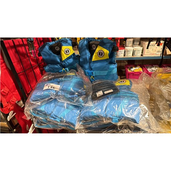 9 BLUE MUSTANG SURVIVAL LIFE JACKETS 8 CHILD & 1 YOUTH