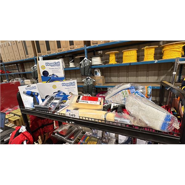 2 HOSECOIL FLEXIBLE HOSE KITS & NOZZLES, 2 WATER BLADE ADAPTERS, DECK BRUSH, WATER SPRITE MOP, 2