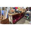 Image 1 : WOODEN WORKBENCH WITH RETAIL HOOK SLOTS APPROX 26 X 92 X 34" WITH OLYMPIC INSTRUMENTS AND 2 RIDGID