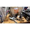 Image 2 : WOODEN WORKBENCH WITH RETAIL HOOK SLOTS APPROX 26 X 92 X 34" WITH OLYMPIC INSTRUMENTS AND 2 RIDGID