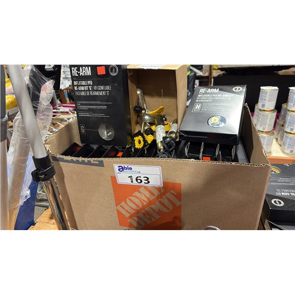 BOX OF MUSTANG SURVIVAL RE-ARM INFLATABLE PFD RE-ARM KITS MODELS H, J & K
