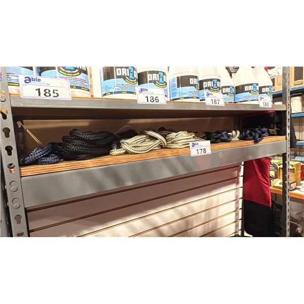 SHELF OF ASSORTED CMP DOCK LINE CORDAGE