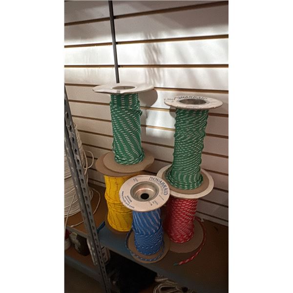 5 SPOOLS OF ASSORTED MARINE CORDAGE