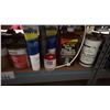 Image 4 : SHELF OF ASSORTED MARINE PAINTS, LUBRICANTS, TEAK OIL, SPONGE BRUSHES, EPOXY PRIMER, VARNISH & MORE