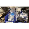 Image 2 : 2 BLUE PARTS BINS OF ASSORTED MARINE HARDWARE- BOW ROLLER REPLACEMENT WHEELS, POLE BRACKET, ANCHOR