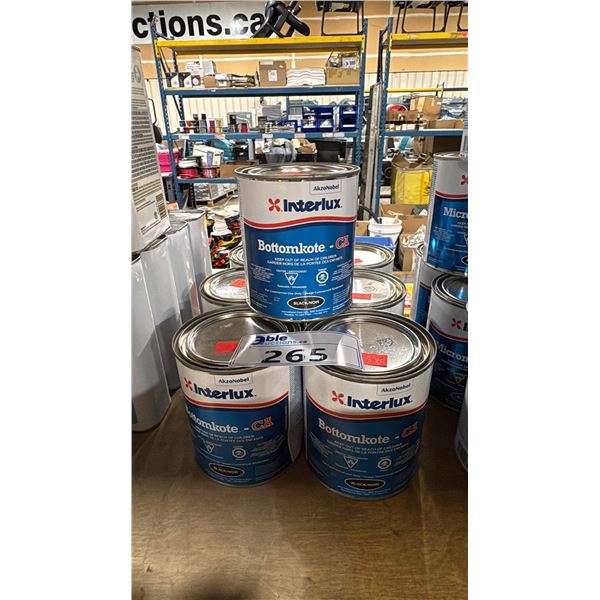 7- 946ML CANS OF INTERLUX BOTTOMKOTE-CA MARINE PAINT, 6 BLACK & 1 RED