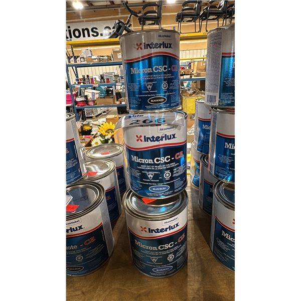 6- 946ML CANS OF INTERLUX BOTTOMKOTE-CA MARINE PAINT, 3 BLACK & 3 BLUE