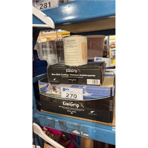 2 BOXES OF KIWI GRIP WHITE NON-SKID COATING & CAN OF GRIPTEX COARSE NON SKID PARTICLES