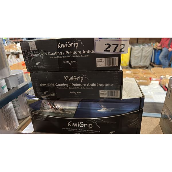 3 BOXES OF KIWI GRIP NON-SKID COATING- 2 WHITE & 1 BLACK