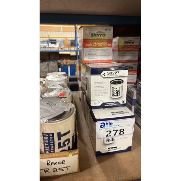 5 PARKER RACOR S3327 & 4 SIERRA 18-7845/18-7844 MARINE FUEL FILTERS/WATER SEPARATORS