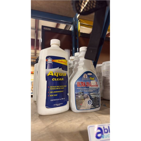 5 BOTTLES OF SUDBURY AQUA CLEAR & 5 BOTTLES OF AQUA-TEK ULTRA HULL CLEANER
