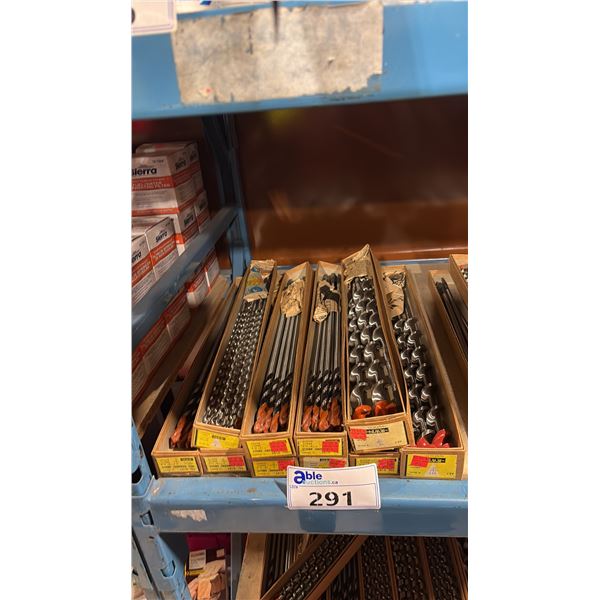 10 BOXES OF ASSORTED VINTAGE IRWIN BRACE SHANK DRILL BITS