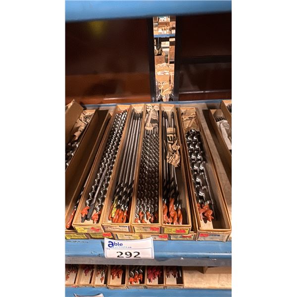 10 BOXES OF ASSORTED VINTAGE IRWIN BRACE SHANK DRILL BITS