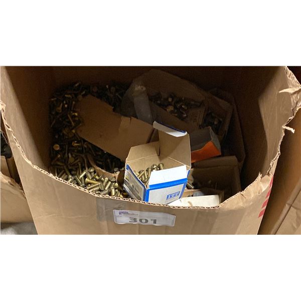 BOX OF ASSORTED BRASS BOLTS